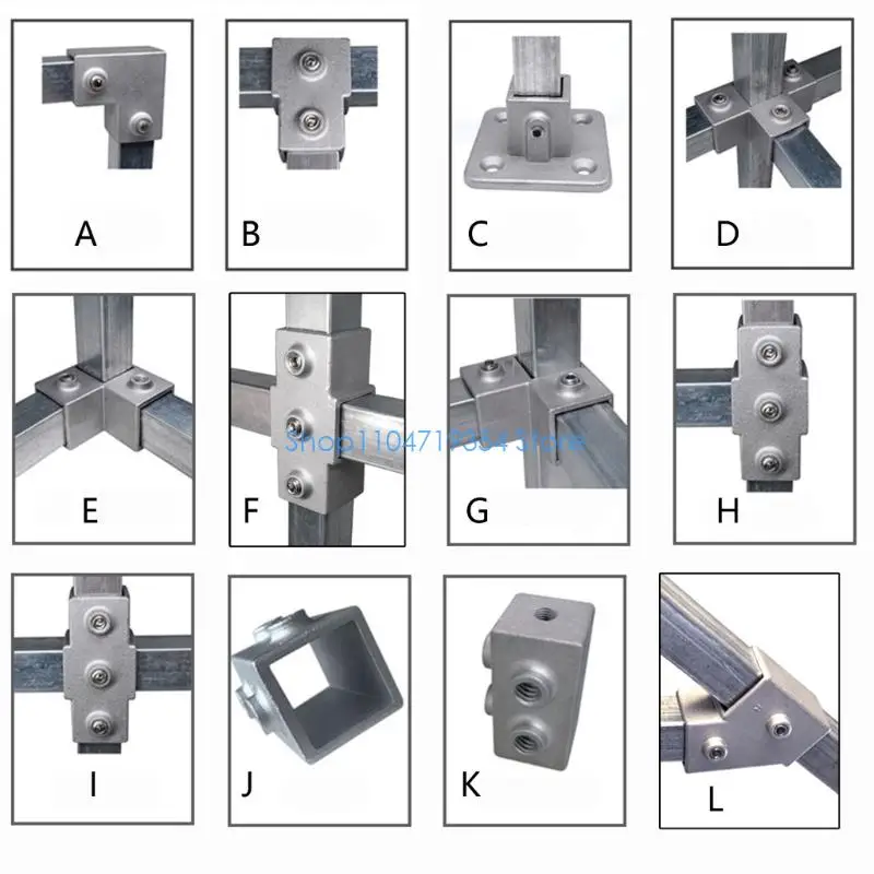 0XLD 20x20mm Square Tube Aluminum Alloy Pipe Fittings Square Pipe Fixed Joint Storage Rack Connector Easy to Install