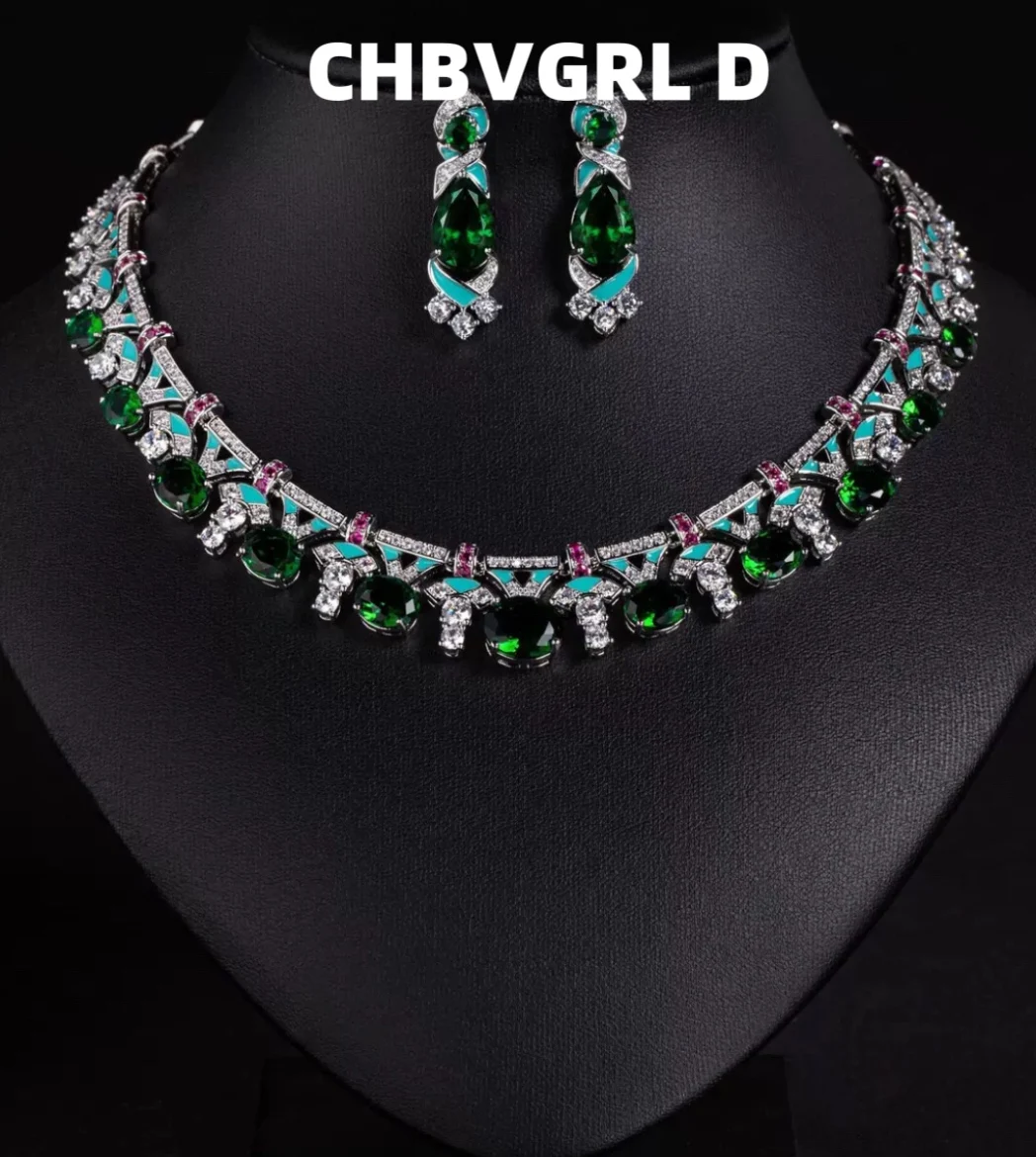 

[Luxury] Irregular Luxury High-end Women's Banquet Jewelry Set, Bridal Jewelry, Necklace, Earrings, Set