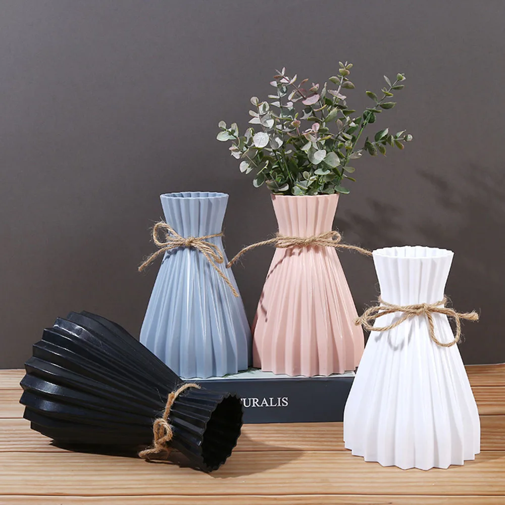 Nordic Style Flower Vase Fashion Simple Plastic Flowerpot Flower Vase Home Living Room Decoration Desktop Decoration Ornaments