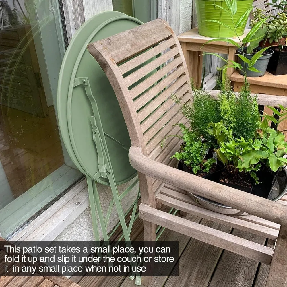 โต๊ะและเก้าอี้บิสโทร 3 ชิ้น ชุดบิสโทรเหล็กดัด ป้องกันสนิม โต๊ะและเก้าอี้คาเฟ่พับได้กันน้ํา ชุด 2 ตัว พับได้