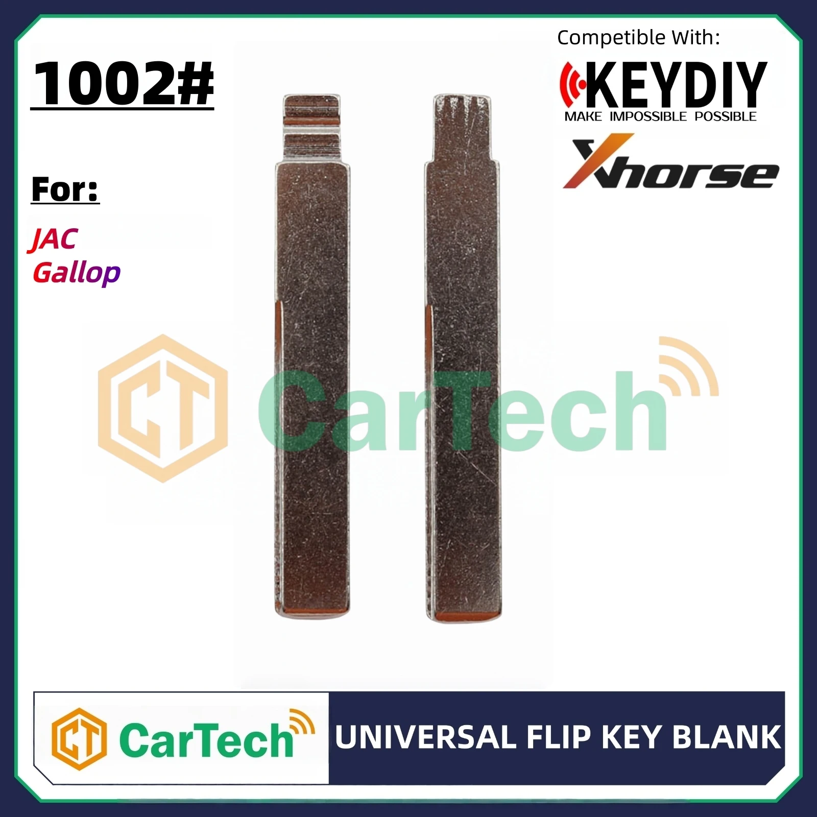 Cartech 1002# Uncut Flip Blank Key Blade for KEYDIY KD XHORSE VVDI Universal Remote Fit JAC Gallop