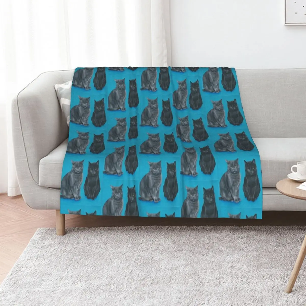 

Two Sassy Cats Hand-Painted Portrait Throw Blanket Camping For Baby warm for winter Giant Sofa Blankets