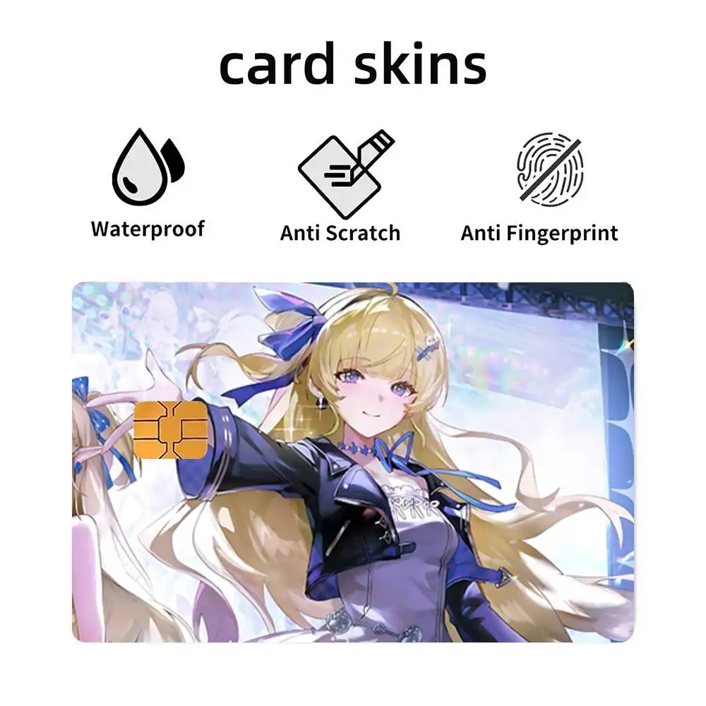 Game Wuthering Waves Phoebe 4pcs 1Set Funny Shell On Off Ultra Thin No Fade Sticker Skin Cover Film For Debit Credit Card