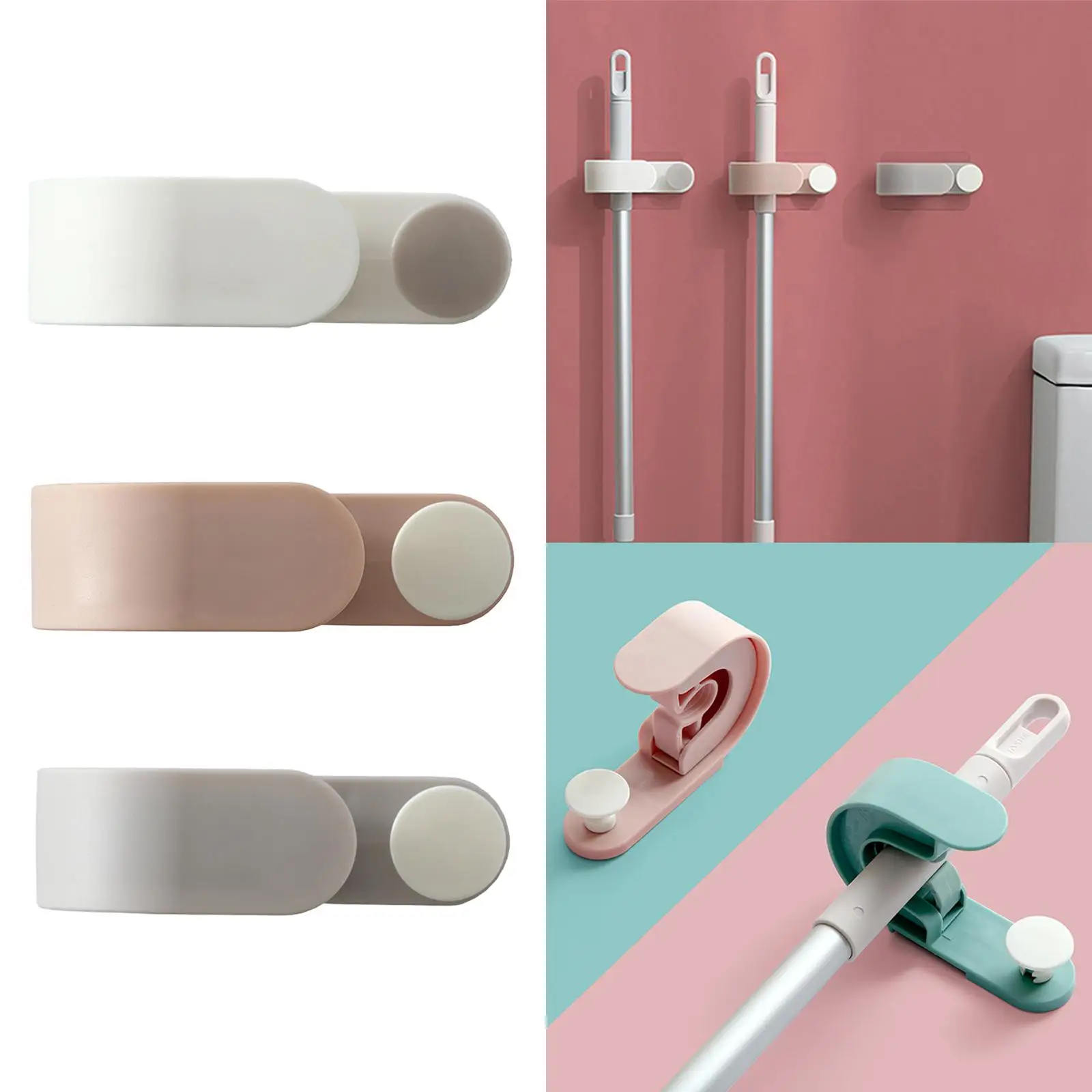 Wall Mount Hook Holder, No Punching, Pantry Organization, Mop Hanger image 4