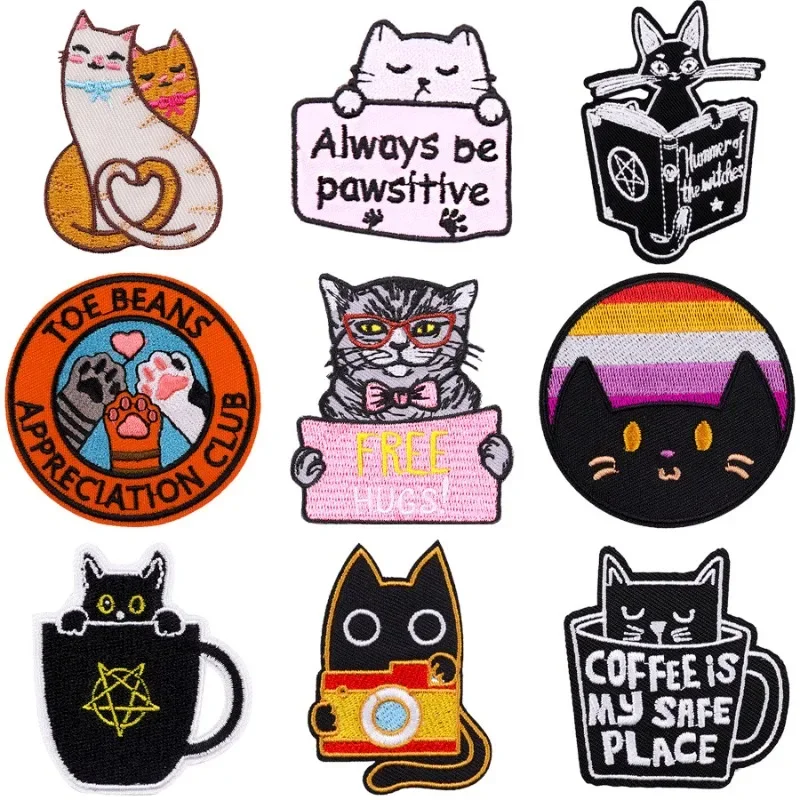 30pcs/Lot Luxury Embroidery Patch Letter Hat Cat Couple Paw Coffee Shirt Bag Clothing Decoration Accessory Craft Diy Applique