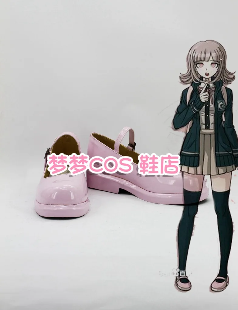 Dangan ronpa Nanami Chiaki Cosplay Kostüms chuhe hand gefertigte rosa Kunstleder schuhe