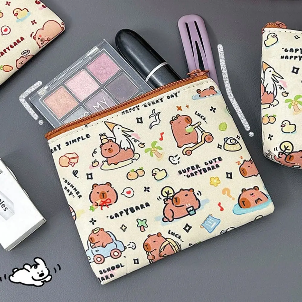 Capybara monedero con cremallera, monedero de lona, funda protectora para auriculares, estuche de viaje