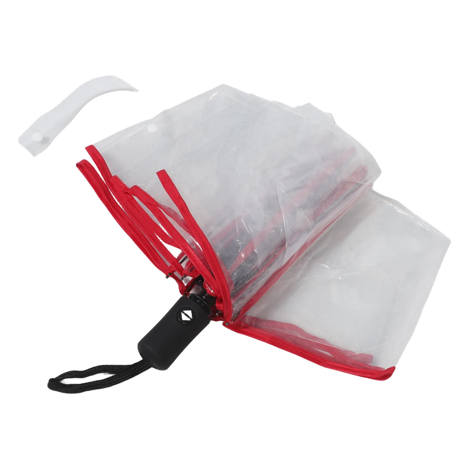 

Red Transparent Folding Umbrella Auto Open Close Compact Lightweight Waterproof For Women Men Wedding Travel Rainy Day Use