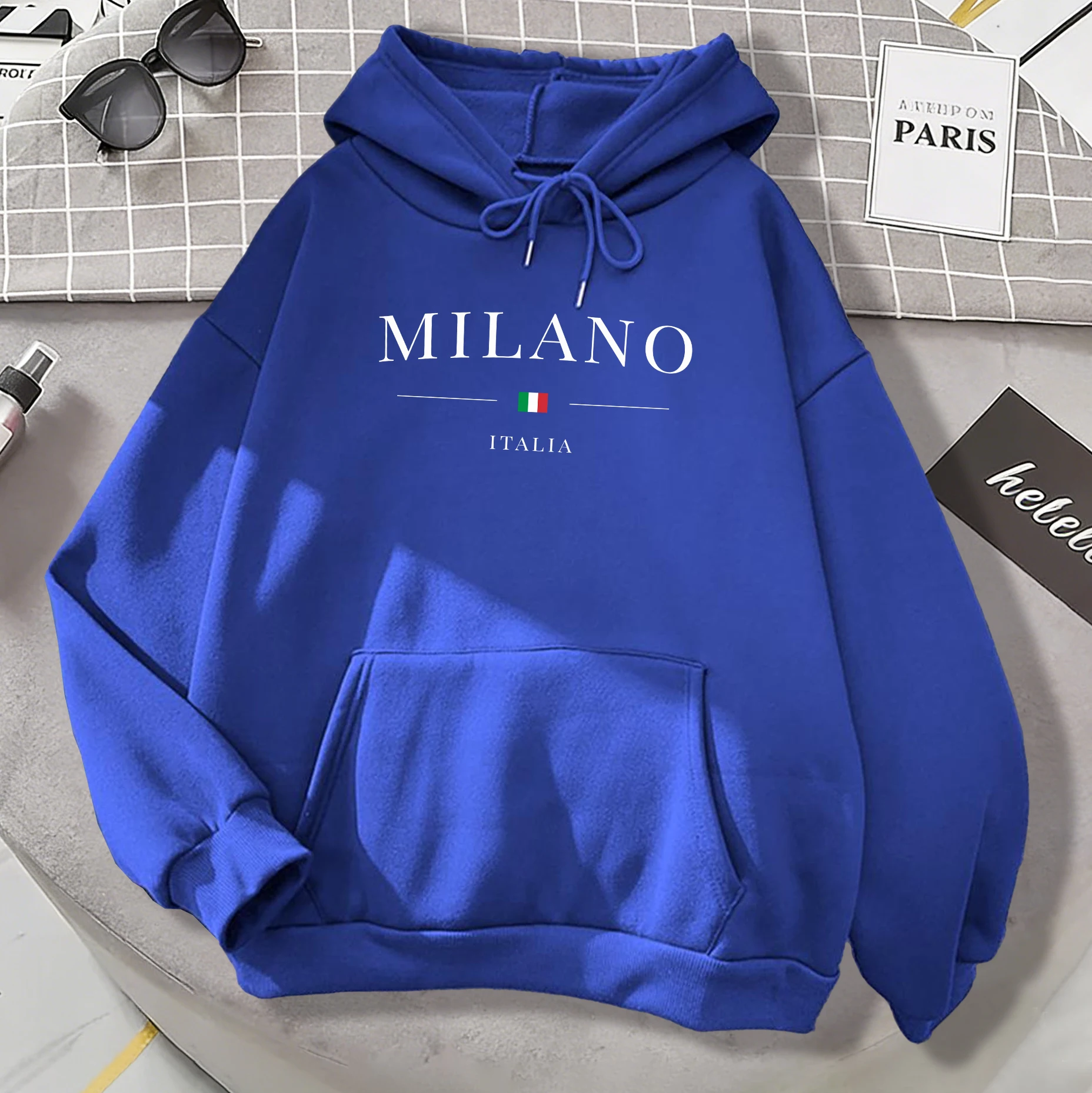 

Толстовка с принтом Italia Milano City, мужская осенняя теплая свободная толстовка, повседневная флисовая одежда, унисекс, базовые универсальные толстовки