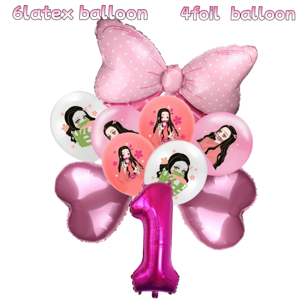 ลูกโป่งคิเมทสึ โนะ ไยบะ สีชมพู ขนาด 12 นิ้ว ลูกโป่งยางลายดาบพิฆาตอสูร สำหรับงานวันเกิด งานปาร์ตี้อนิเมะ ตกแต่งงานปาร์ตี้ คามาโดะ ทันจิโร่ ของเล่นฮีโร่