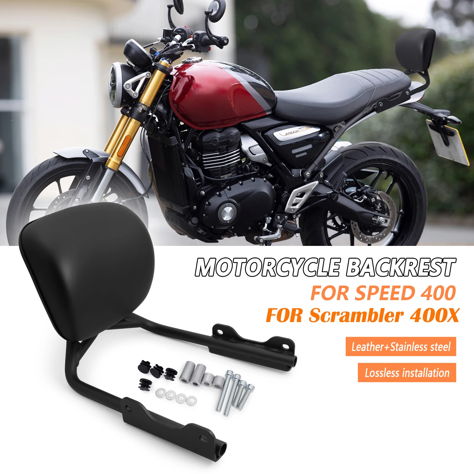 

For Speed ​​400 Speed400 Scrambler 400X 400 X 2024-2025 motorcycle passenger backrest adjustable backrest bracket Accessories