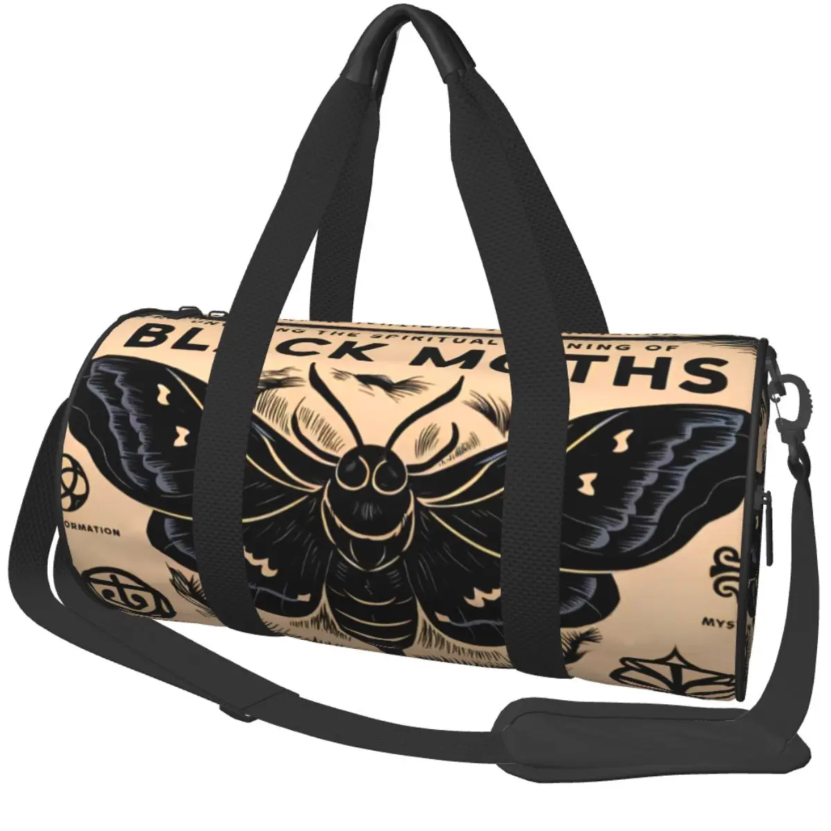

Death Black Moth Mystical Moth Art Gym Bag Travel Sports Bag Couple Pattern Gym Accessories Retro Fitness Bag Waterproof Handbag