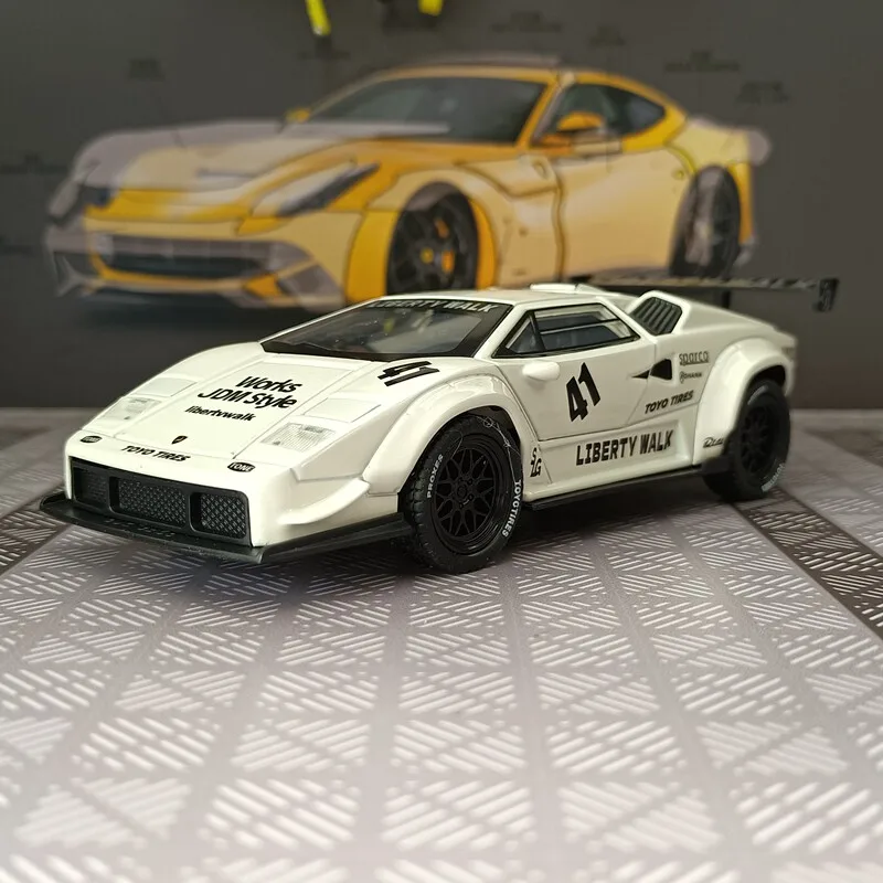 

Металлическая модель спортивного автомобиля Countach LP500S LBWK в масштабе 1:32, гоночная машина с имитацией звука и света, игрушка для детей, подарок