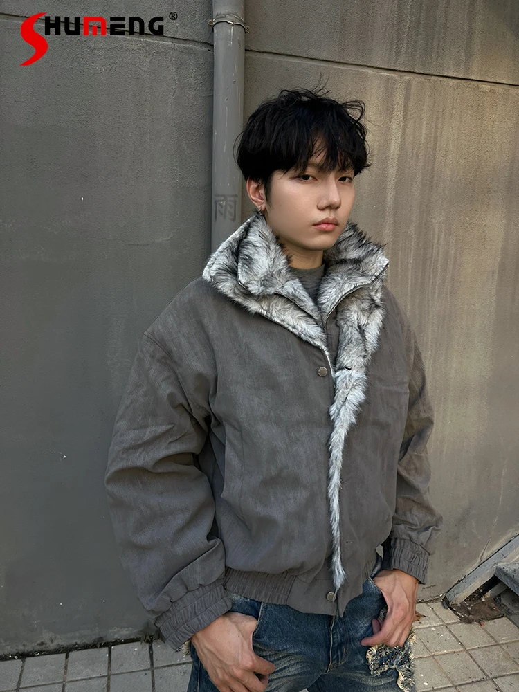 

Модные мужские парки с воротником из искусственного меха в стиле ретро, новинка зимы 2025 года, утепленные парки, мужские стильные теплые красивые верхние пальто с длинными рукавами