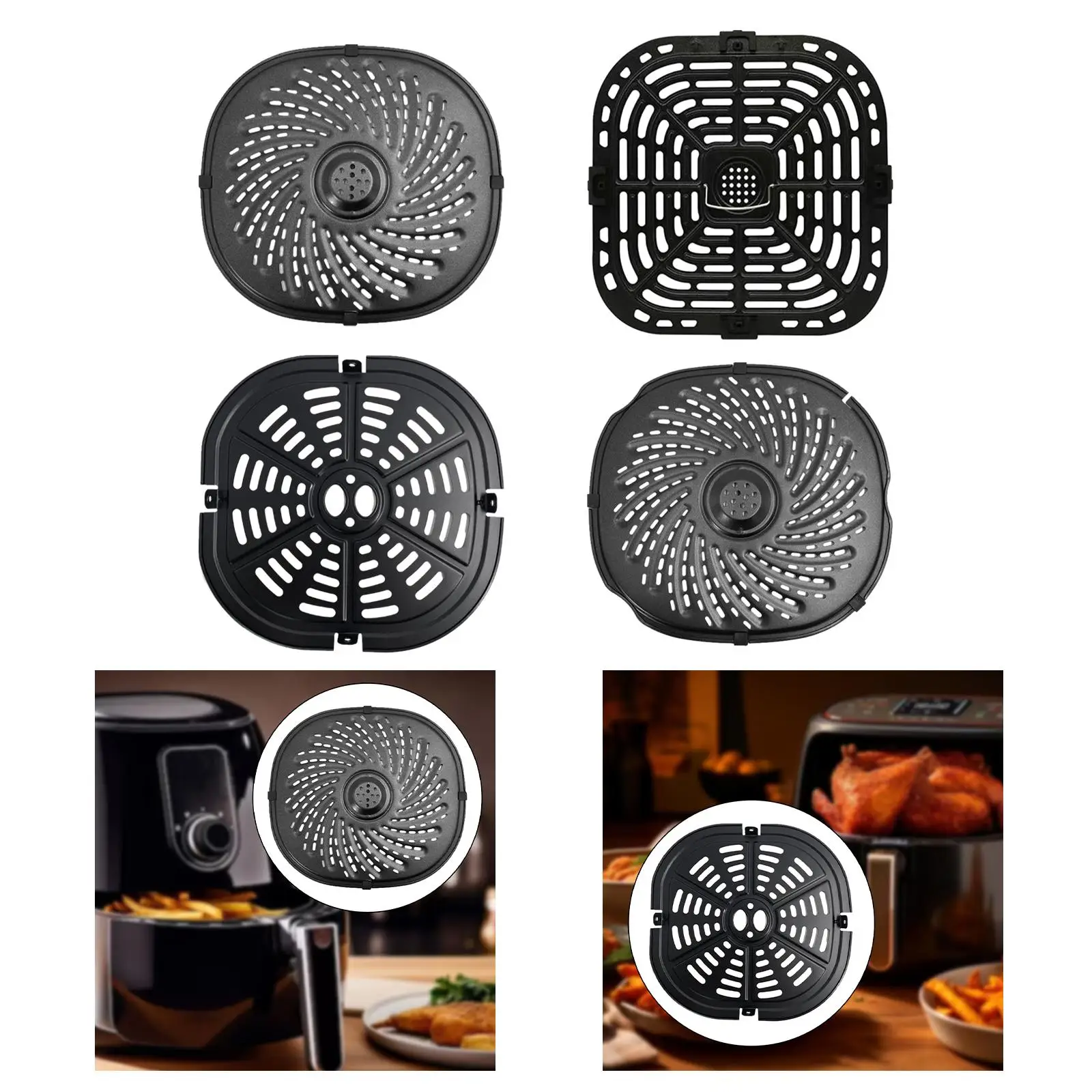 Air Fryer Replacement Grill Pan Cooking Easy to Clean Durable Air Fryer Replacement Parts Crisper Plate Nonstick Fry Coating Pan