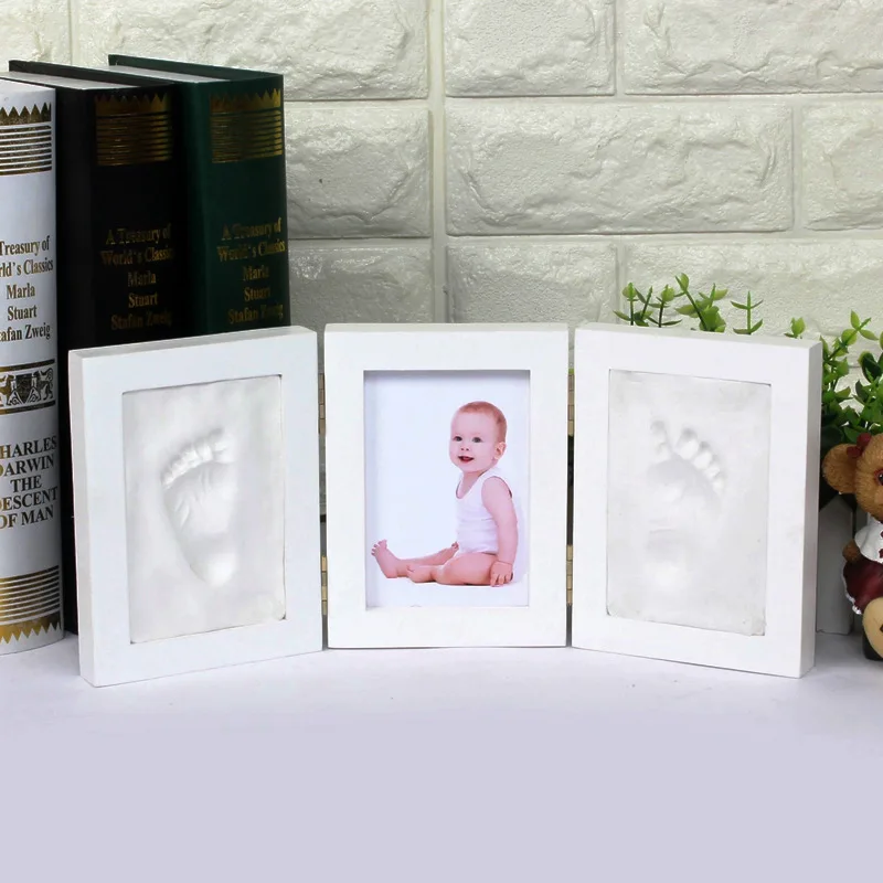 Newborn Baby Handprint Footprint Photo Frame with Clay Kits Baby Boy Girl DIY Souvenirs Toys Gifts Baby Stuff Home Decoration