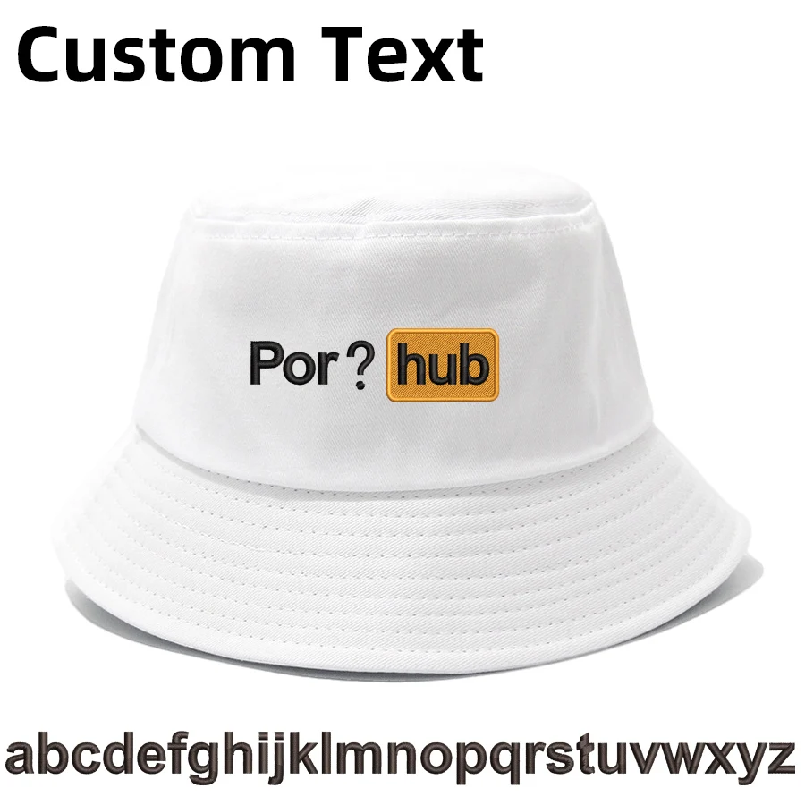 Custom Text Embroidered P hub men Adult bob Bucket hats non reversible Hats Cotton Outdoor women Porhub bob Hats Fisherman cap