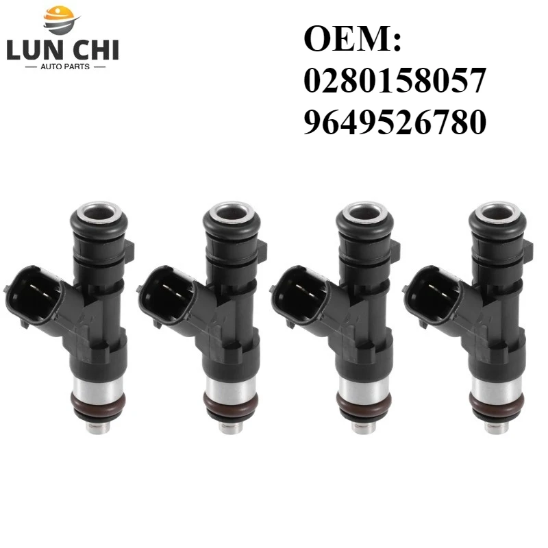 1/4PCS OEM 0280158057 9649526780 Petrol Fuel Injector For Citroen C2 C3 C4 Peugeot 206CC 207 307 308 Xsara Picasss 1.6 16V