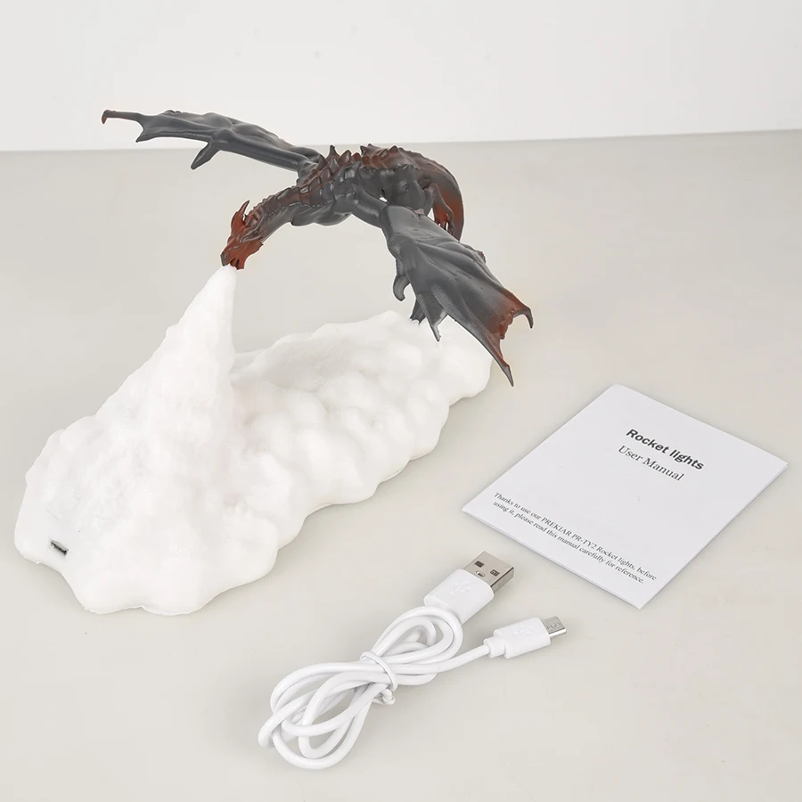 E5 3D Room Decor Print LED Fire Dragon Ice Dragon Lamps Home Desktop Rechargeable Lamp Best Gift For Children Family  Home Decor