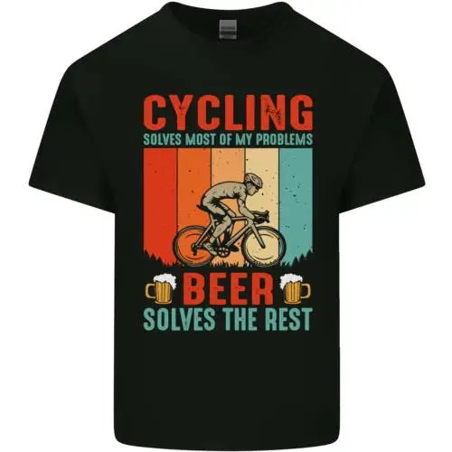 Cycling Funny Beer Cyclist Bicycle MTB Bike Mens Cotton T-Shirt Tee Top