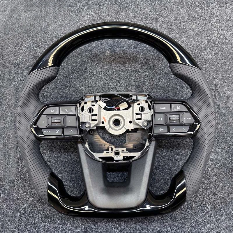 For Toyota LC Alphard 80 Series Land Cruiser Prado Crown Upgraded GR Style Piano Black Steering Wheel Assembly With Decorative C