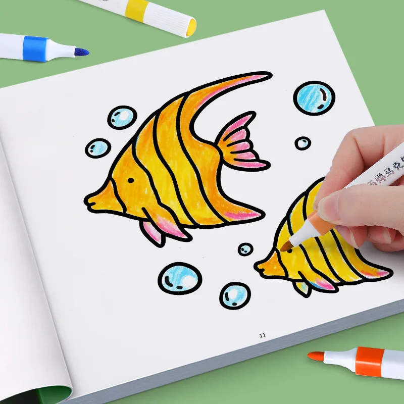 Children's drawing book, 3-6 years old, underwater biology themed coloring book, kindergarten painting enlightenment