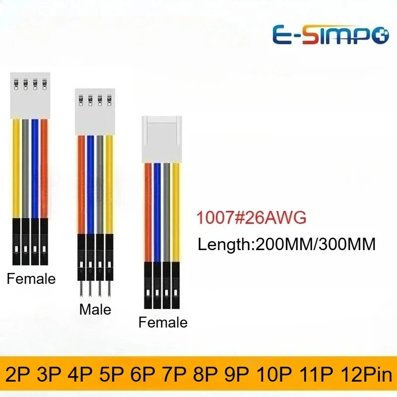 5PCS KF2510 To Du Bang 2.54mm Cable Rehearsal Line 1P Male/Female Electronic Wire 2P 3P 4P 5P 6P 7P 8P 9P 12P 200MM/300MM 26AWG