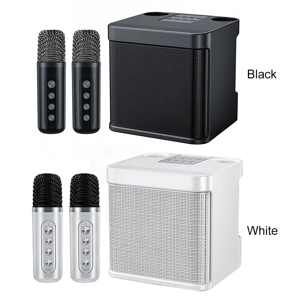 مكبر صوت BT محمول مع 2 ميكروفونات لاسلكية مكبر صوت كاريوكي لاسلكي للتحكم في التطبيق للأنشطة الداخلية الخارجية لحفلات الكاريوكي
