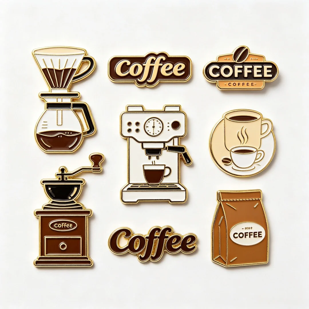 Custom Coffee Enamel Pins, Funny Slogan & Cup Design Lapel Badges, UV Printed Metal Brooches, Collectible Gift for Coffee Lovers