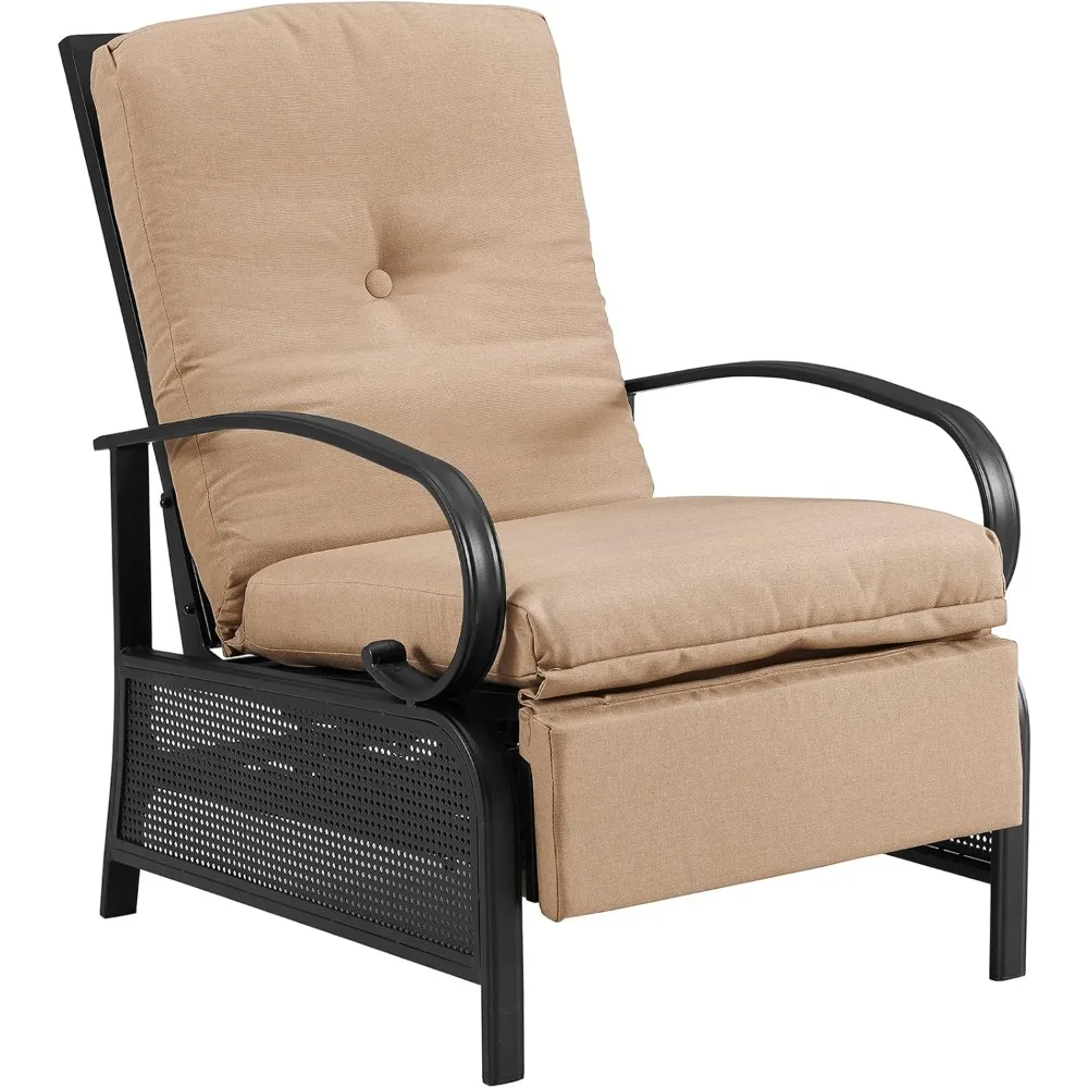 

Patio Recliner Chair Automatic Adjustable Back Outdoor Lounge Recliner Chair with 100% Olefin Cushion (Beige)