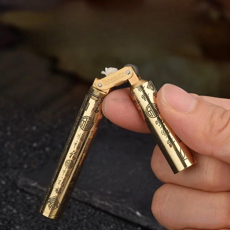 Unusual Grinding Wheel Kerosene Lighter Lightweight Mini Pure Copper Creative Lightweight Cigarette Accessories Men's Gift