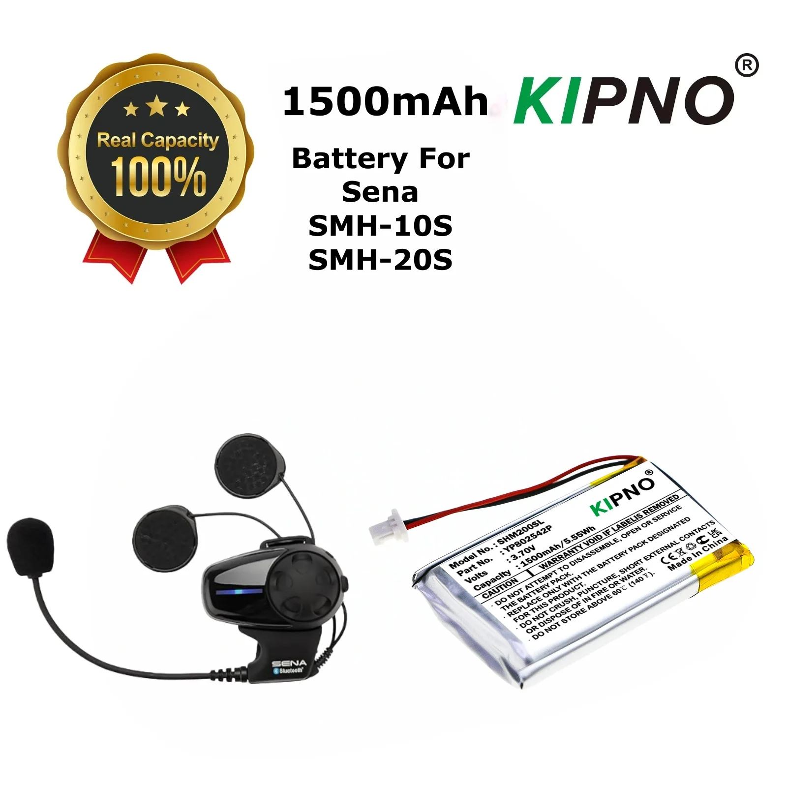 

KIPNO 1500mAh Wireless Headset Battery YP802542P For Sena SMH-10S SMH-20S SMH10S SMH20S Bluetooth Headset Helmet Intercom