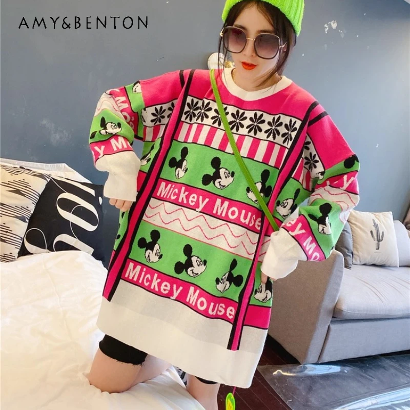 

Kawaii Y2k утолщенный свитер с длинными рукавами для женщин, осень-зима 2022, корейская версия, свободный вязаный кардиган с милым рисунком, пальто