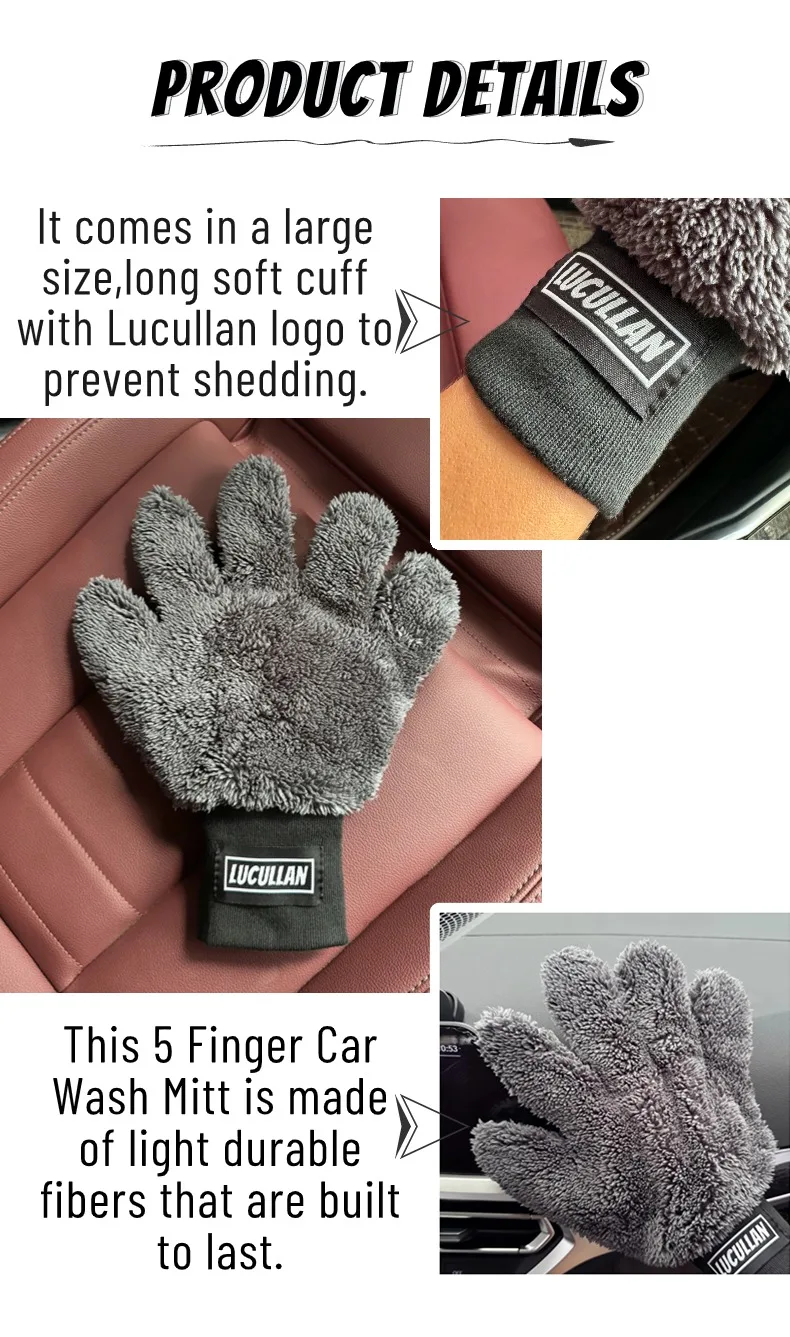Lucullan Doppelseitiger 5-Finger-Handschuh aus Mikrofaser, superweich, kratzfrei, Flexibilität, entspricht jede Form – Detail 4