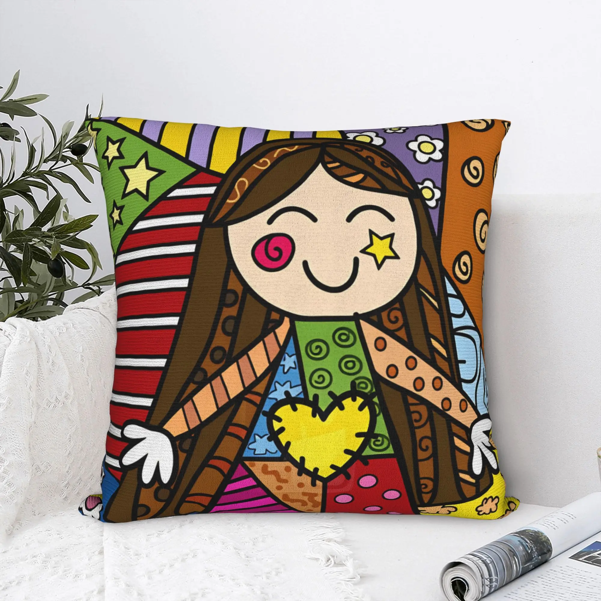 Britto Abstract Art Movement Anime  Pillow Case  Custom Pillow Cover For Living Room Chair Vintage Cushion Cover