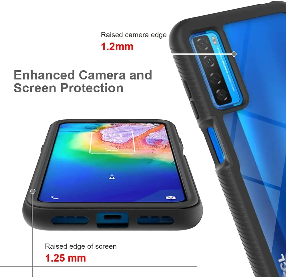 Heavy Duty Clear Full-Body Shockproof Rubber Bumper Protective Case Cover For TCL 20S / TCL 20L / TCL 20L+ / TCL 20 5G