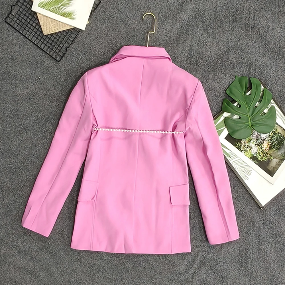 TWOTWINSTYLE Temperament Solid Blazers For Women V Neck Long Sleeve Spliced Pocket Spring Elegant Jacket Female New TJA640321