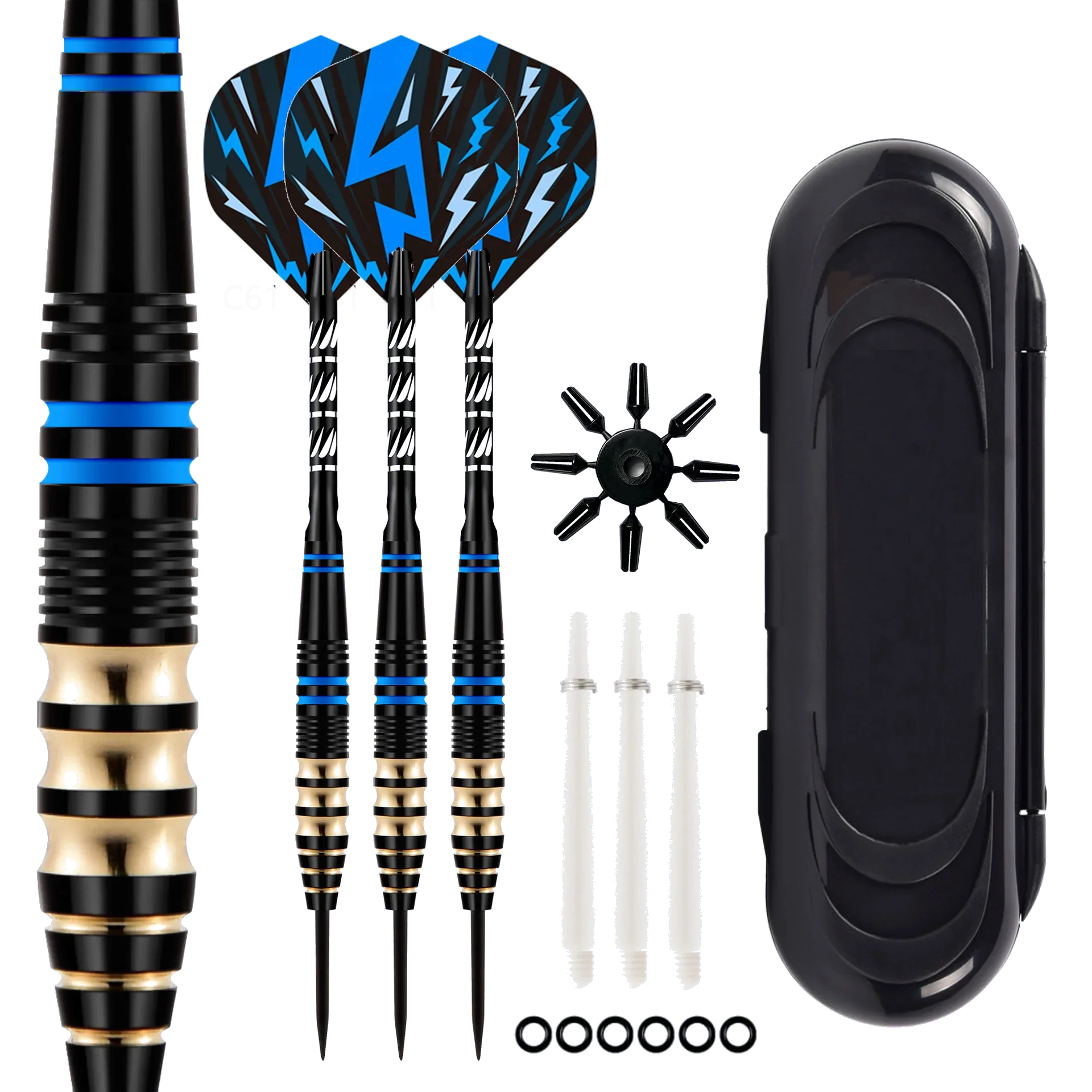 3 PCS Professional Blue Darts with Free Case 23g Steel Tip Darts Iron Copper Barrel for Indoor Game Sports