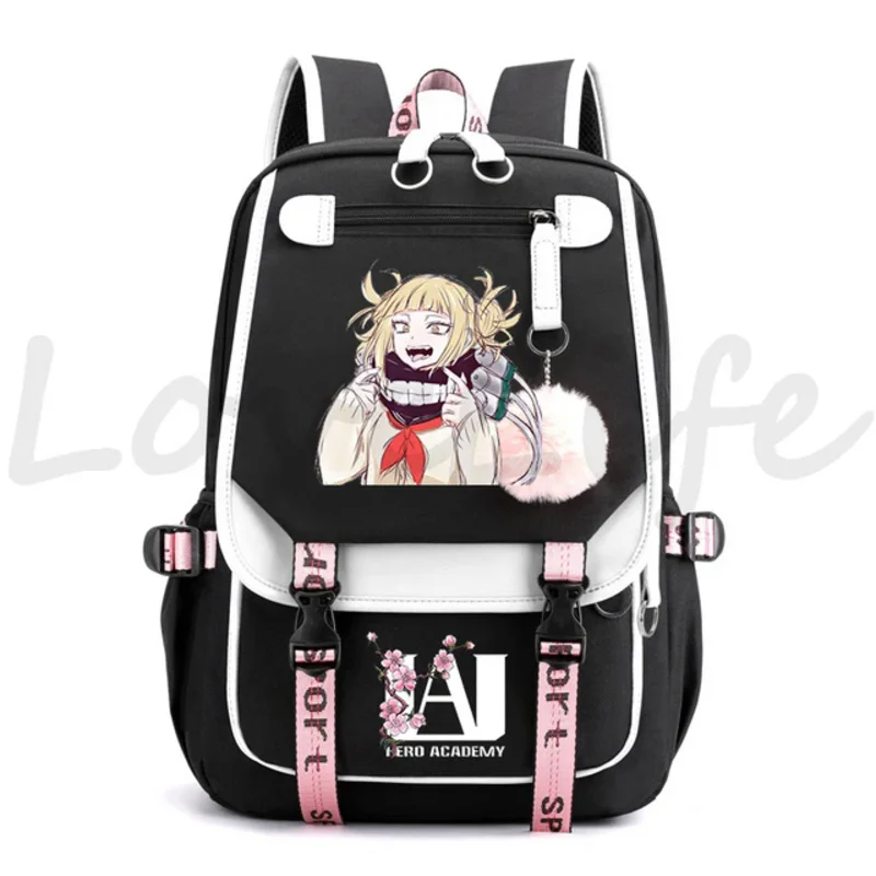 อะนิเมะ My Hero Academia Toga Himiko กระเป๋าเป้สะพายหลัง Kawaii โรงเรียนกระเป๋าการ์ตูนมังงะขนาดใหญ่ Usb Bookbag วัยรุ่นกระเป๋าเป้สะพายหลัง