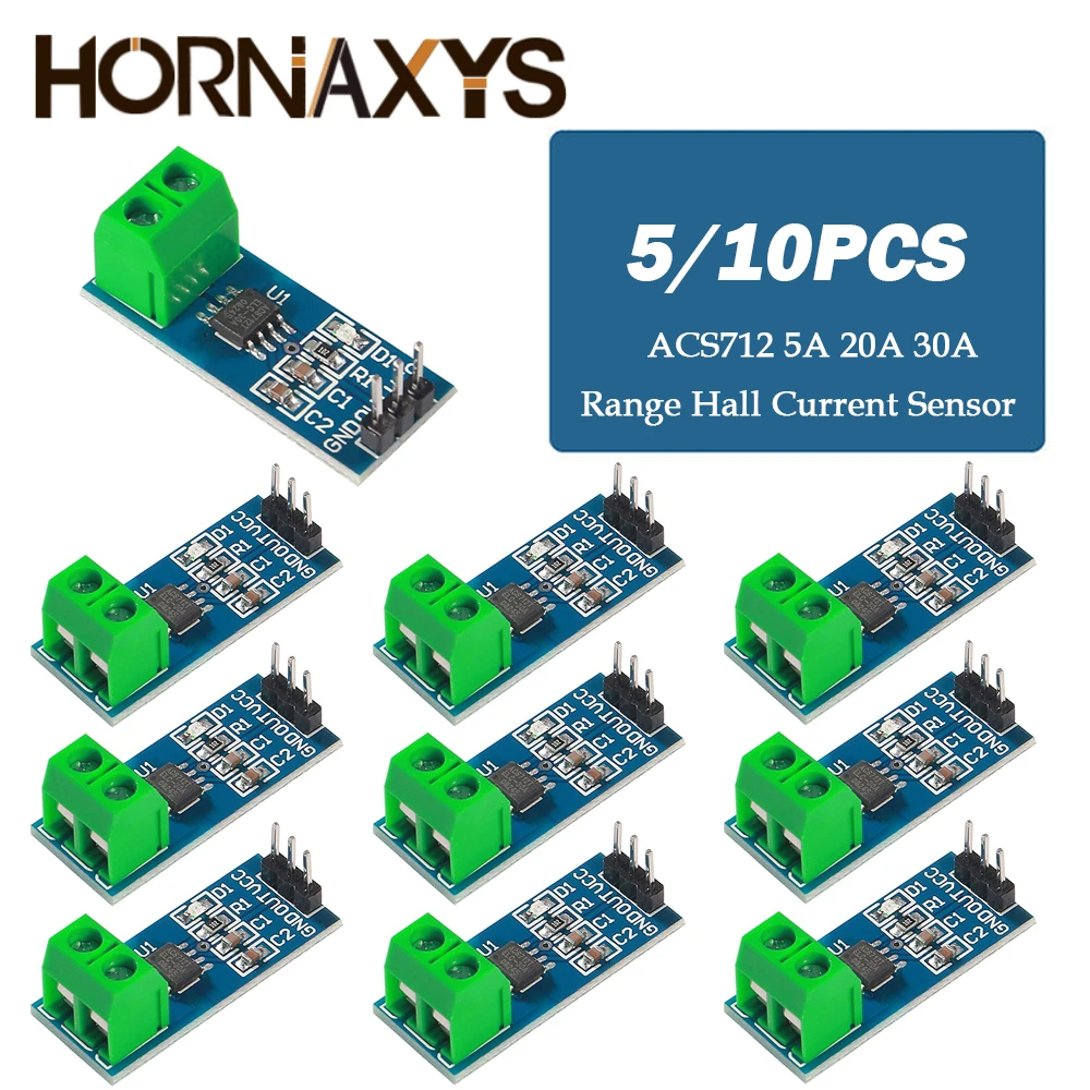 5/10Pcs ACS712 5A 20A 30A Range Hall Current Sensor Module ACS712 Sensors Module For Arduino DIY Electronic Kit