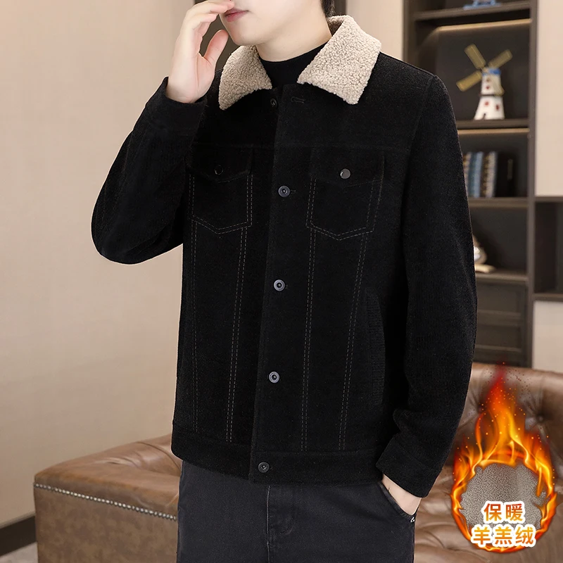 

Thickened and Warm Business Social Overcoat Men Clothing Autumn Winter Lining Jacket for Men Lapel Casual Jackets
