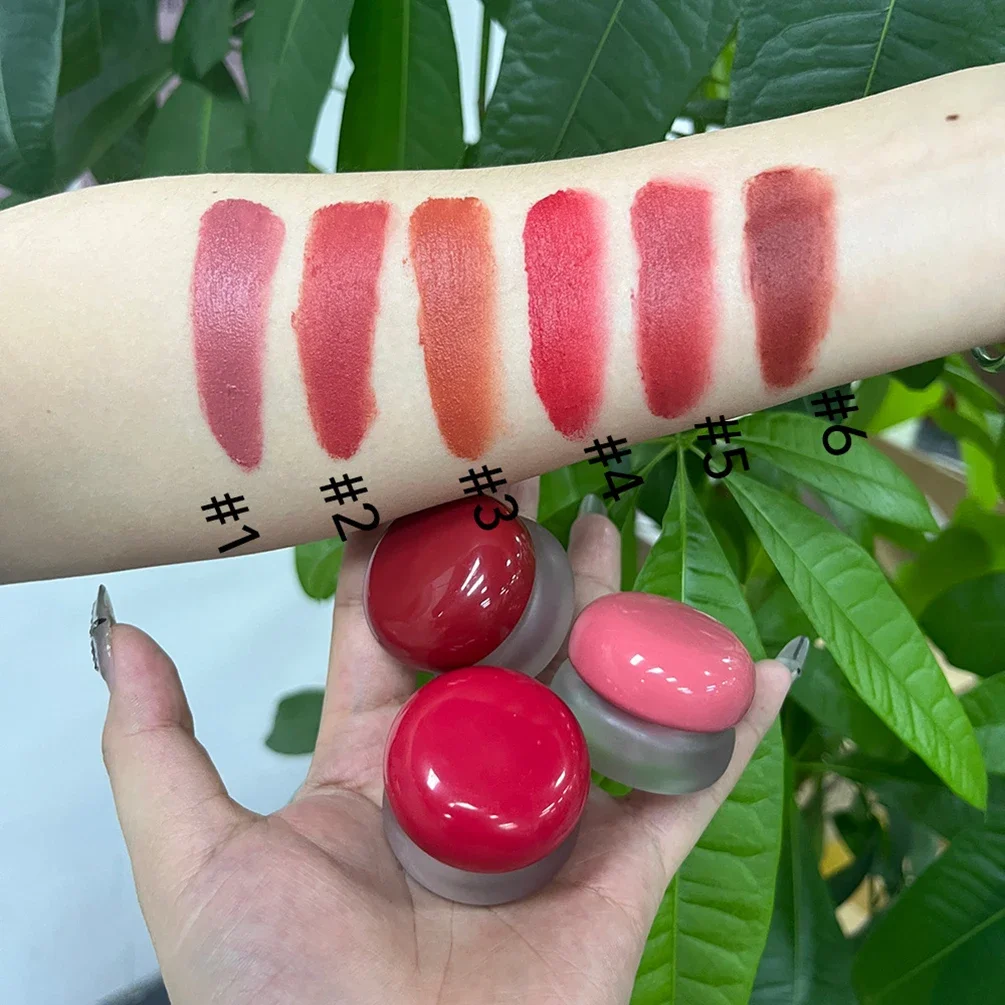 6-color Private Label Lip Mud Small Round Jar Custom Logo Bulk Waterproof Long Lasting Lipstick Non-stick Makeup Cruelty Free