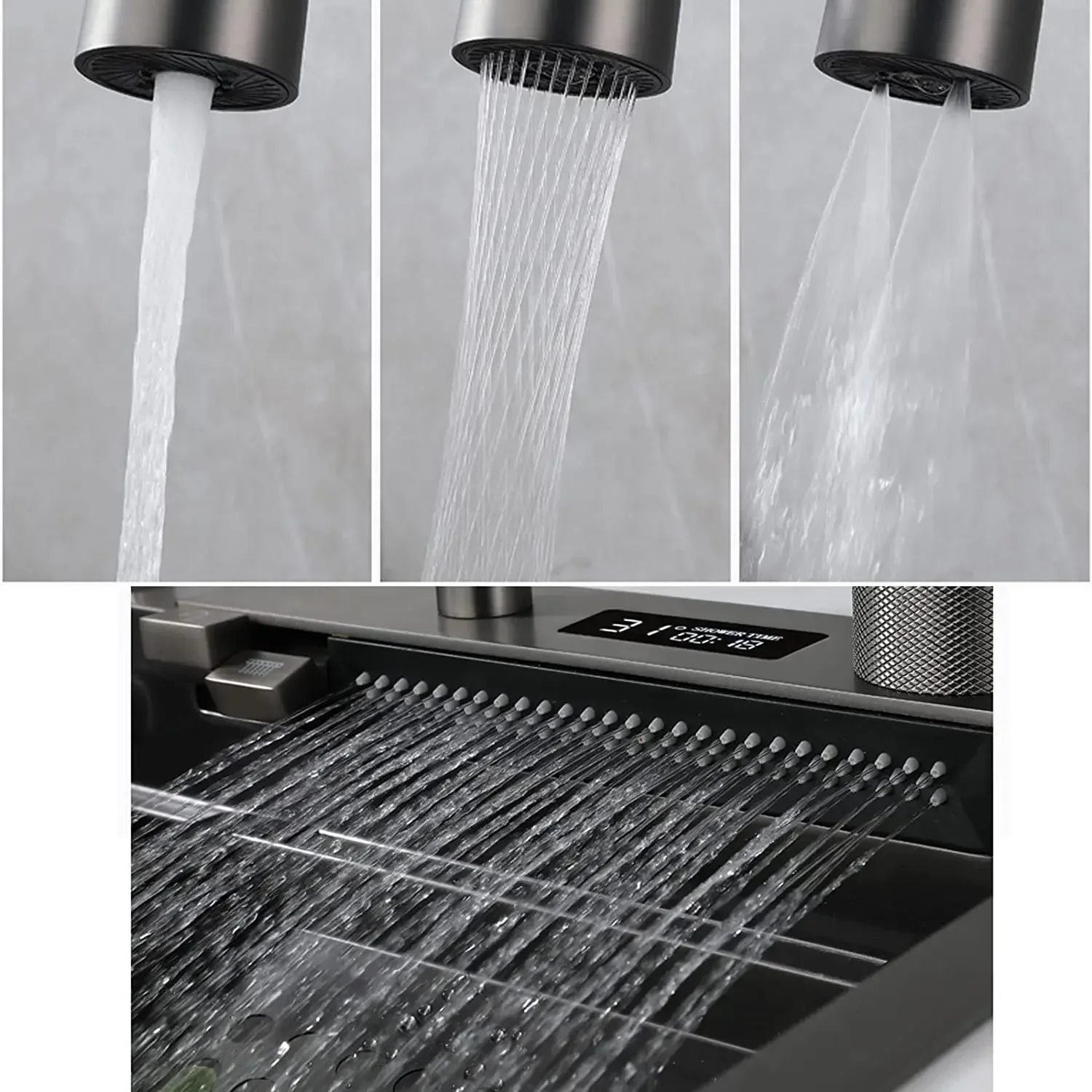 Torneira de cozinha com pulverizador pull down, arco alto único com display de temperatura, cozinha cascata de chuva