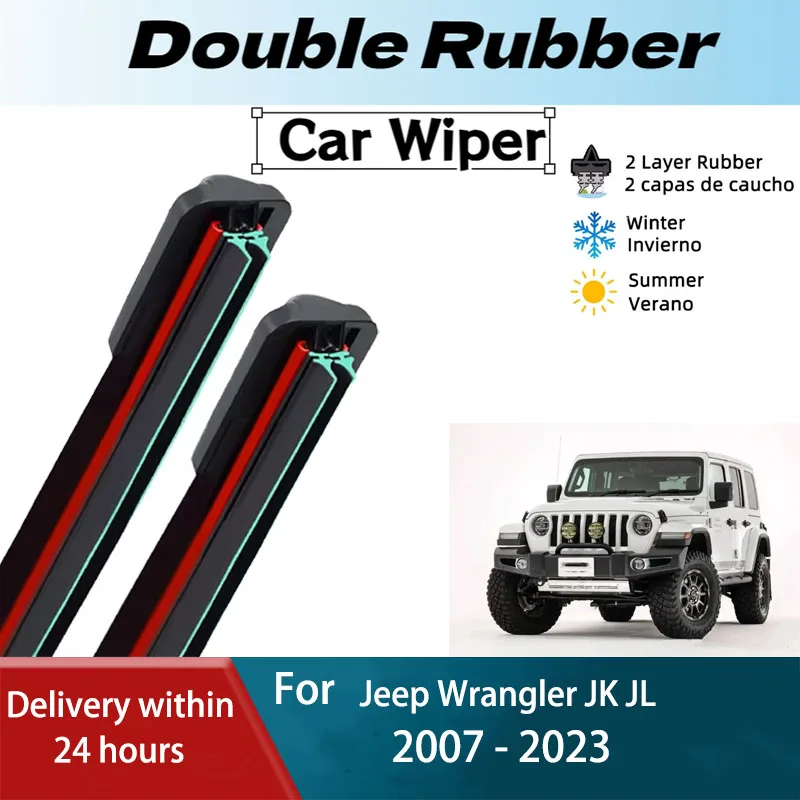 LH Front Rear Windshield Wiper Blades For Jeep Wrangler JK JL 2007 - 2023 2PCS Windscreen Window Accessories 2010 2016 2019 2021