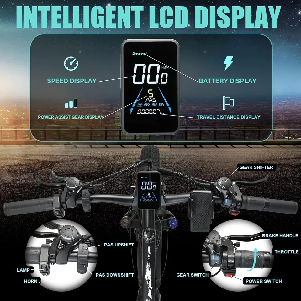 KETELES 26'' Adult Electric Bicycle 21-Speed E-Scooter with 48V 20AH Removable Lithium Battery PEEK 2000W Powerful Brushless Motor 28mph up to 55 Miles Full Aluminum Frame image 9