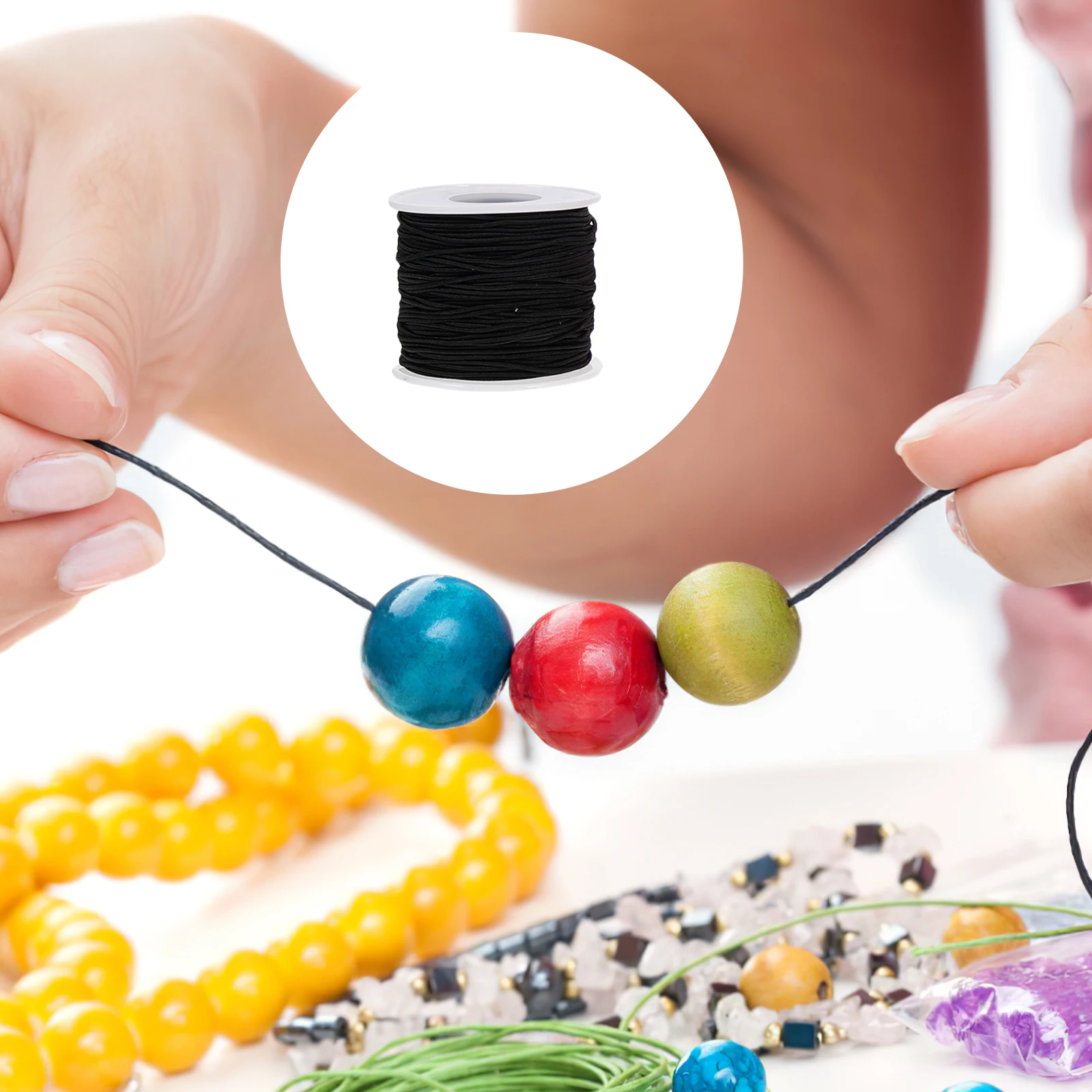

5 Rolls Elastic Cord for Jewelry Making DIY Supplies Clasp Polyester Thread Stretchy String Bracelets Necklaces Craft Projects H