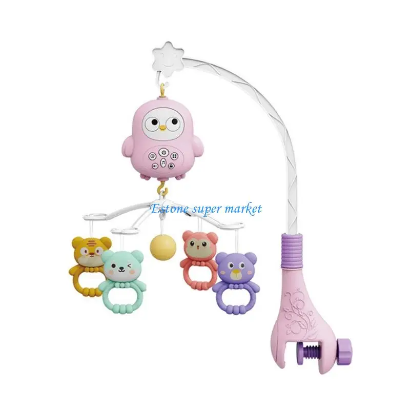 

090B Infant Music Mobile Crib Hanging Baby Soothing Toy with Rotating Rattle Teether