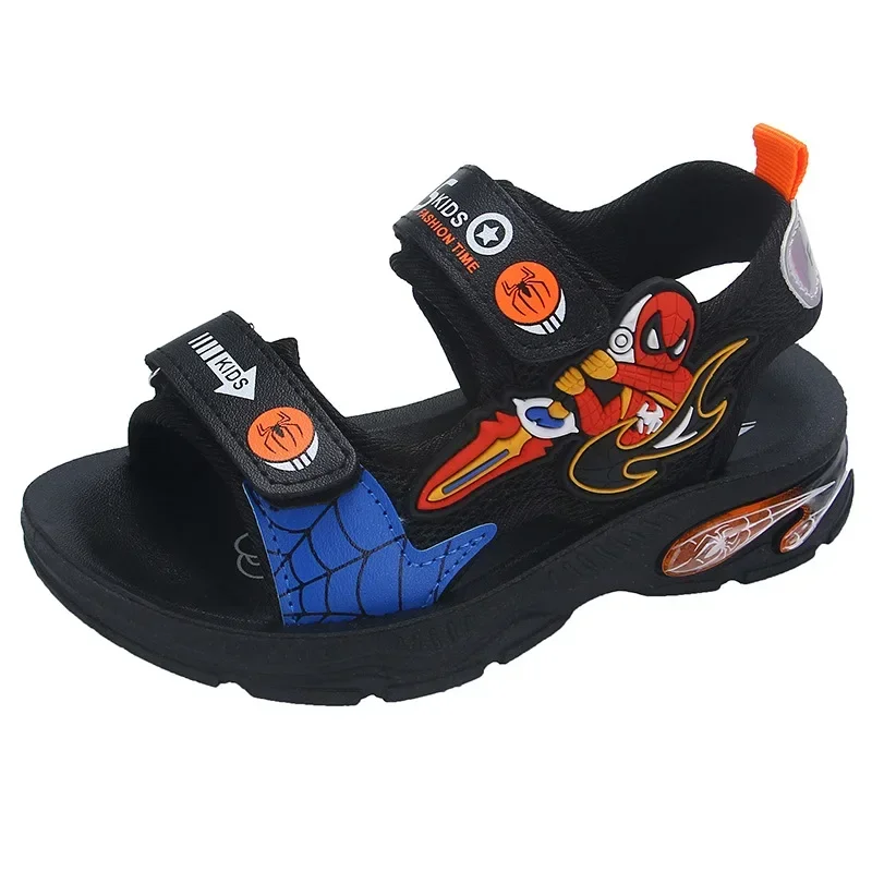 Disney Anime Spiderman Sandals for Kids Anti-slip Slippers Summer Boys Breathable Outdoor Shoes Kids Beach Shoes Size 26-37