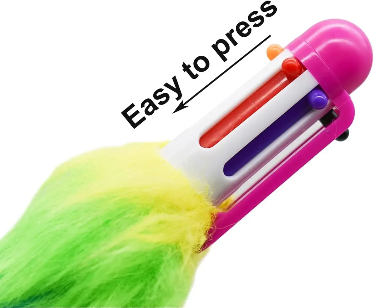 24 Pcs Wholesale 6 Colors Fluffy Retractable Shuttle Rainbow Plush Ballpoint Pens for Students Stationery Writing Supplies