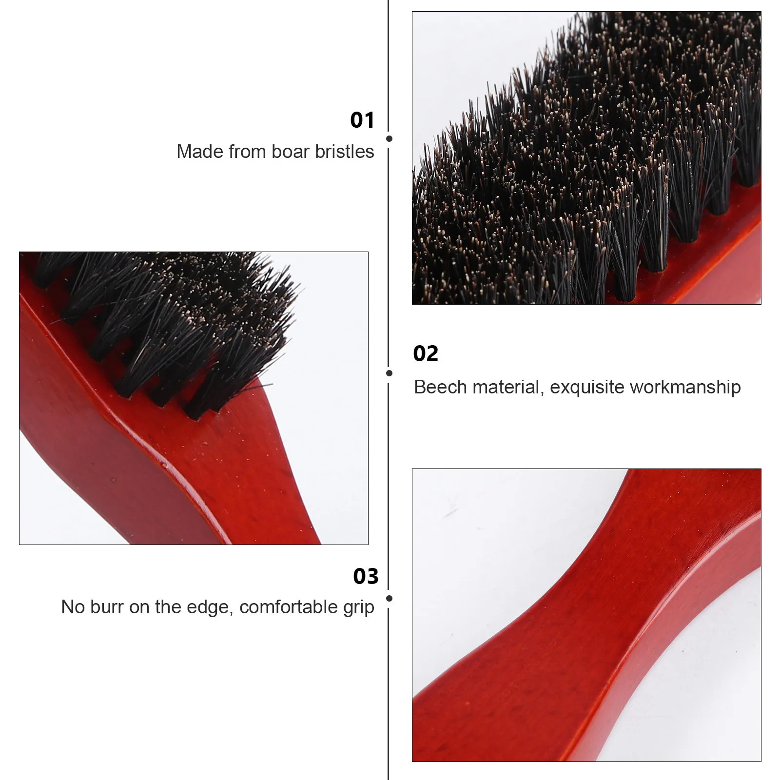 1Pcs Solid Wood Beard Brush Pig Bristle Professional Styling Brush Small Portable Men Beard Grooming Cleaning Gift